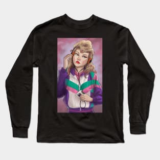 80s girl listening to music Long Sleeve T-Shirt